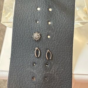 Silver Sun and Wishbone Stud Earrings